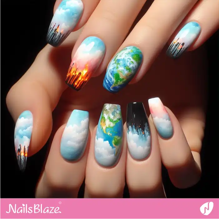 React to Wildfire Nail Design | Climate Crisis Nails - NB2951
